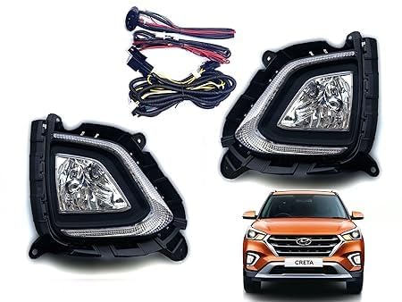 DDA ENTERPRISES LED DRL Daytime Running Lights with Turn Indicators yellow for Creta 2018-2019, Front Fog Lamp Assembly Kit with Wiring 2pcs-image-32