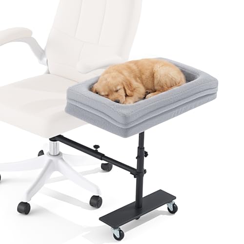 BALAPET Pet Office Chair Bed Adjustable Height Chair-Side Pet Bed with Wheels Movable Desk Side Dog Bed for Work from Home Cozy Rolling Pet Bed for Small Dogs and Cats