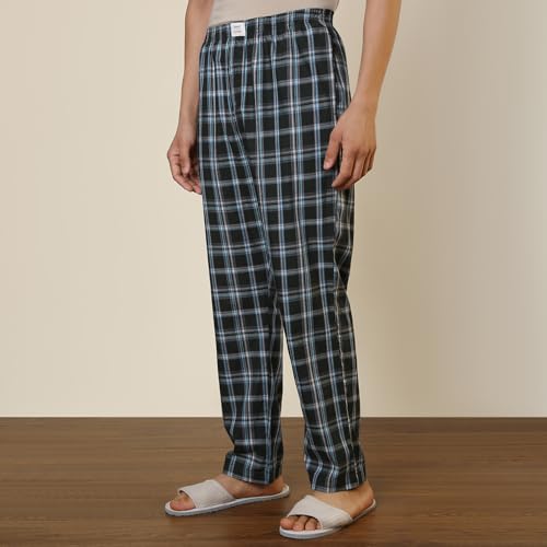 Image of SleepZ by Raymond Men Flat Front Regular Fit Checks Pattern Pure Cotton Pyjama