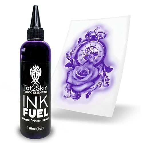 INKFUEL Stencil Printer Ink Refill Compatible for Stencil Printers Mess-Free Refilling High-Definition Stencil Designs Gentle on All Skin Types (120ml (4oz) Violet)