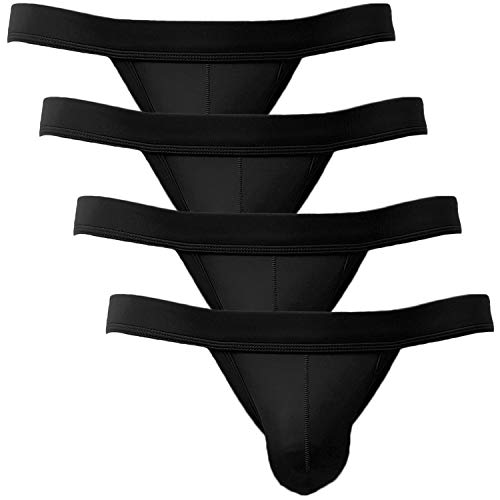 YuKaiChen Men's Stretch Silk Bikini Underwear Briefs Low Rise Black 4 Pack Small