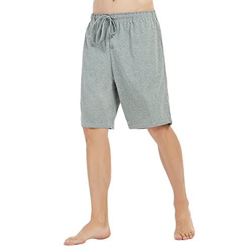 U2SKIIN 2 Pack Mens 100% Cotton Pajama Shorts, Lightweight Lounge Pant with Pockets Soft Sleep Pj Shorts for Men2