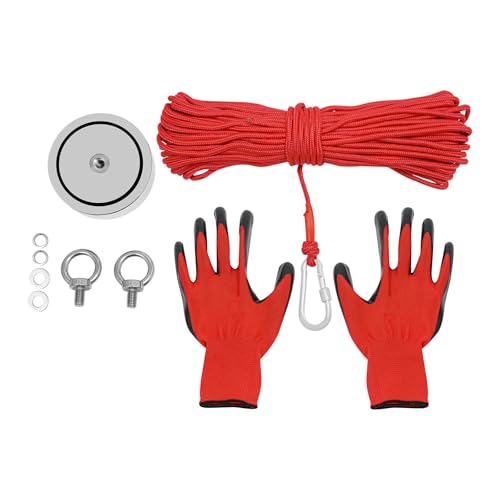 MOQNISE Fishing Magnet Kit with Rope, Fishing Magnets 2000lbs Pulling Heavy Duty 98.4ft Rope Magnet Fishing Kit for Magnet Fishing, Lifting Hanging Retrieving