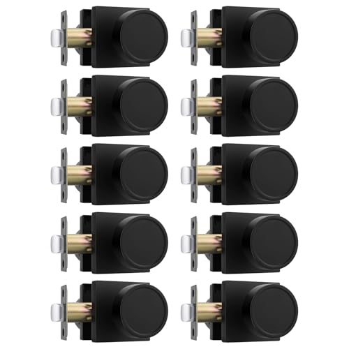Image of Goldenwarm Matte Black Door Knobs Passage, Closet Door Knob Zinc Alloy, Contemporary Black Interior Door Knobs for Hallway, 10 Pack