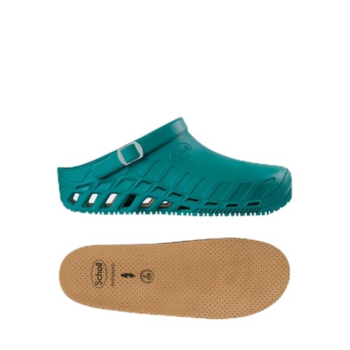 Scholl Clog Evo Verde + Plantillas Anatómicas y Antiestáticas Scholl para Clog Evo – Verde/Marrón