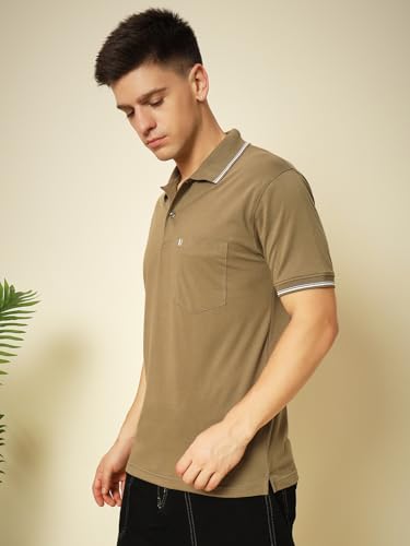 Image of UNIBERRY Men's Cotton Half Sleeves Solid Polo Neck T-shirt-MT4-BG 4XL