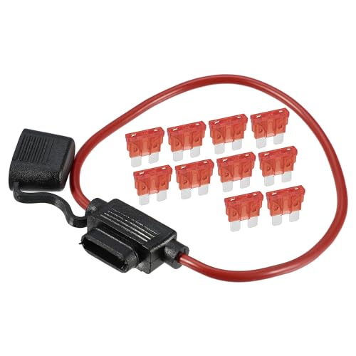 A ABSOPRO Portafusibles Estándar de Cuchilla de 10A, Soporte de Fusible Impermeable de 12 AWG, Soporte de Fusible en Línea de Estilo de Cuchilla, Metal Negro