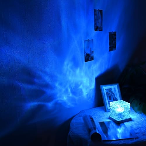 Image of YXQUA Northern Lights Ocean Wave Projector Light, Galaxy Light Projector, 16 Colors Gradual Rotating Flame Water Ripple Ambient Night Light Non-Wood for Bedroom, Room Decor, Kids Room (Plug-in)