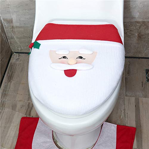 3 Stück Set Bad Weihnachten WC Sitzbezug Weihnachtsdekoration Toilettensitzbezug Teppich Tissue Box Cover ➤ Karlken – Bild 5