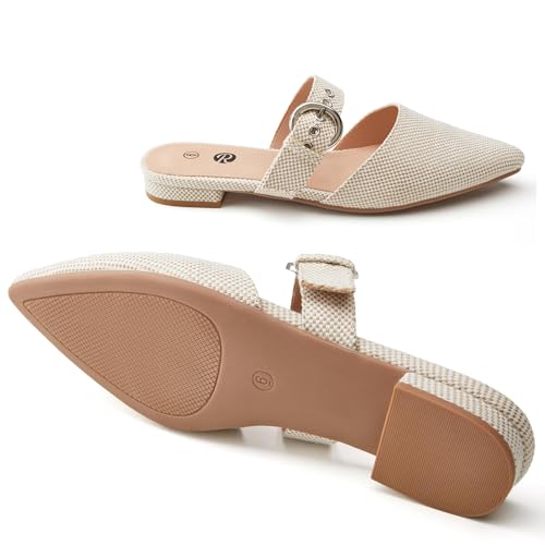 Image of Rekayla Mules for Women Adjustable Strap Pointed Toe Backless Loafer Shoes