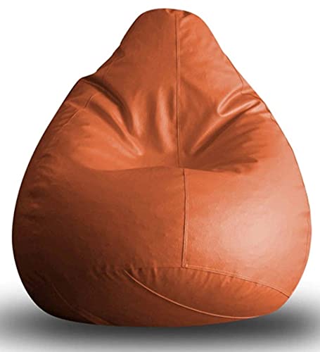Nexis Sundry Bean Bag Cover Leatherette Tan XXXL (46 x 28) Inches Sofa Cover Chair Sturdy Zipper Recliner Bean Bag Cover Organizing Storage Water Resistant Furniture (No Filler)