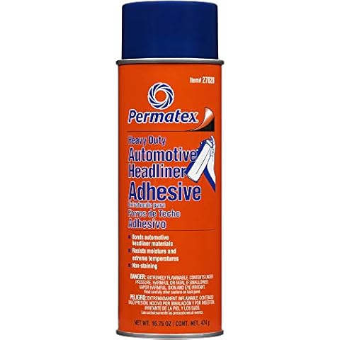 Permatex 27828 Body Shop Heavy Duty Headliner Adhesive, High-Strength Spray Adhesive, Repair Detached Or Loose Interior Parts, Dries Clear, Aerosol Can, 16.75 Oz Cover