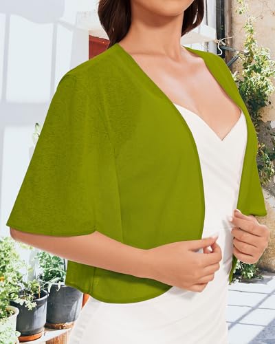 Image of Women Bolero Shrug Cardigan Open Front Cover Up Sheer Short Sleeve Kimonos for Evening Dress