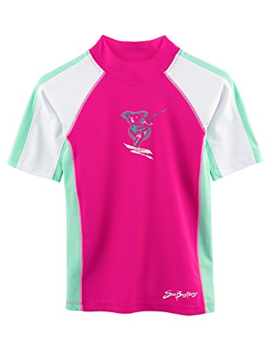 SunBusters Girls S/S Rash Guard(UPF 50+), Poppy, 11/12 yrs