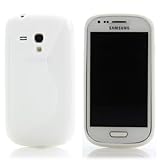  Handy Lux® Schutz Hülle für Samsung Galaxy S3 mini i8190 / i8200 / VE TPU Silikon Case Etui Cover Involto Motiv Design S-Line Weiß