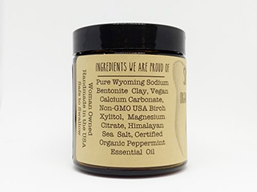Organic Vegan Fluoride Free Remineralizing Tooth Powder Peppermint Formula 6 Month Supply Glass Jar- No Plastic In Mailing #TOP2