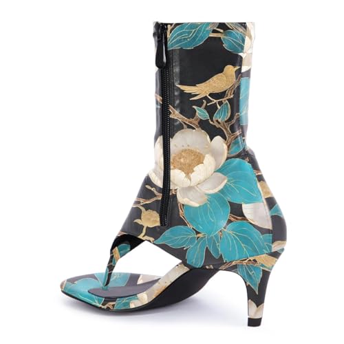 Maiyang Women Open Split Toe Sandal Boots Ankle High Zip up Kitten Low Heels Fashion Party Prom Shopping Shoes Size 4-16 US3