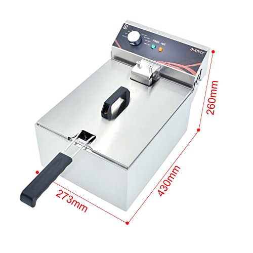 DULNICE 6L Gastro Friteuse mit Einzeltank & Deckel Friteuse mit Fett 3000W, Edelstahl Elektrische Friteuse Temperaturkontrolle 60-200°C Schnelles Erhitzen für Heim und Gewerbe – Bild 8