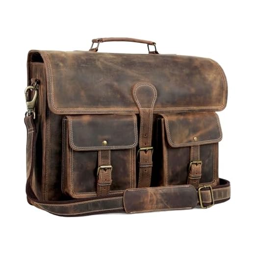 Leather Briefcase 18-Inch Messenger Bag