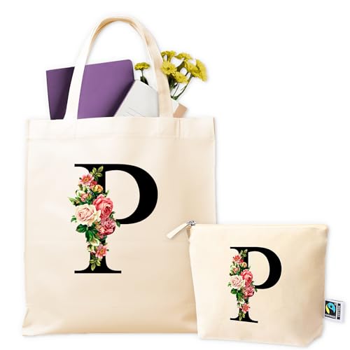 Bolsas de Tela Personalizadas - Tote Bag Personalizada + Neceser - Bolsa Tela Personalizada Mujer - Regalos Personalizados - Regalo Original Mujer - Bolsa Compra Reutilizable (P)