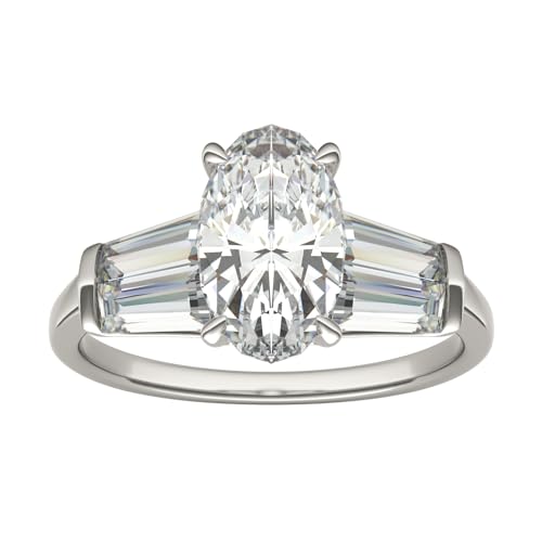 14K White Gold Moissanite by Charles & Colvard 10x6mm Elongated Oval Ring, 3.46cttw DEW
