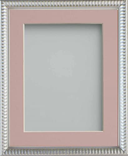 Frame Company Grantham Silver 8x8 Frame With Pink Mount For Image 5x5inch *Choice of Sizes* Fitted with Real Glass — image 1