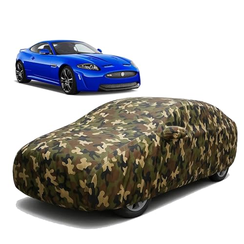 Image of Sulfar 100% Waterproof Car Body Cover Compatible with Mirror for Jaguar XK with Long Lasting Durable Material (Triple Stitched, Full Bottom Elastic, Camouflage Army)