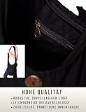 PANASIAM Schulterbeutel Damen & Herren, große & leichte Baumwolltasche, Umhängetasche mit Reißverschluss, Unisex Schultertasche, mittelgroße Tasche, schwarz