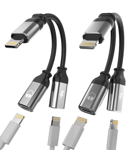 �Ή�iPhone�C���z���A�_�v�^�[�i2�Z�b�g�j�f���A��Lightning�A�_�v�^�[ �I�[�f�B�I���[�d�X�v���b�^�[ �C���z���p2in1�h���O���W���b�N�P�[�u�� 13/12/11 Pro Max/Mini/XS/SE/7/X/8 Plus�Ή�