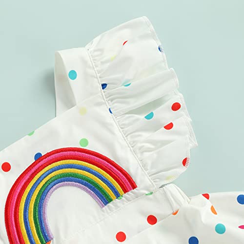 Sdghg LZM-02BOTW-8UF7NA3 Infant Baby Girl Rainbow Romper Dress Ruffle Sleeve Polka Dot Backless Jumpsuit One Piece Summer Outfit thumb #2