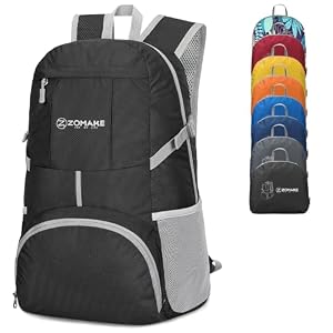 ZOMAKE 35L Zaino Pieghevole Leggero - Zaini Ripiegabile Zainetto Piccolo,Packable Backpack Da Trekking Per Donna Uomo Viaggio Campeggio Città Sportivo 35 L Nero