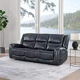 Roundhill Furniture Cozura Leather Power Dual Reclining Sofa, Chesapeake Blue