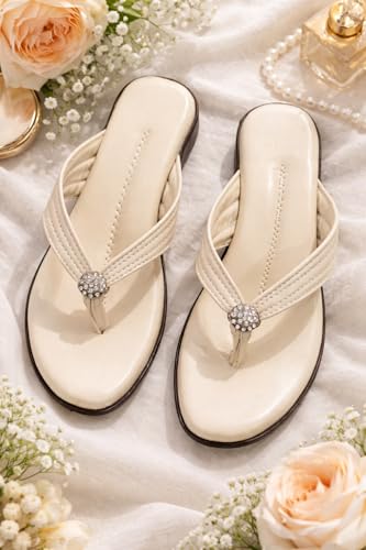 Image of Women Stylish Toe Ring Flats | Cushioned Comfort Slip-On Sandals | Anti-Slip Daily Wear| Lightweight Casual Footwear KS913
