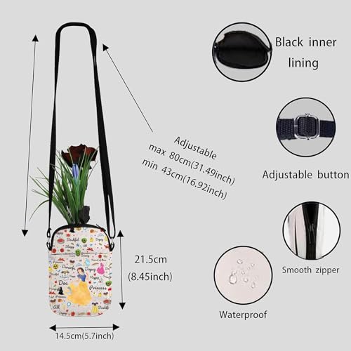 JYTAPP Princess Snow W Crossbody Bag with Zipper Snow W Faily Cartoon Tales Lover Gift Cartoon Movies Fans Gift2