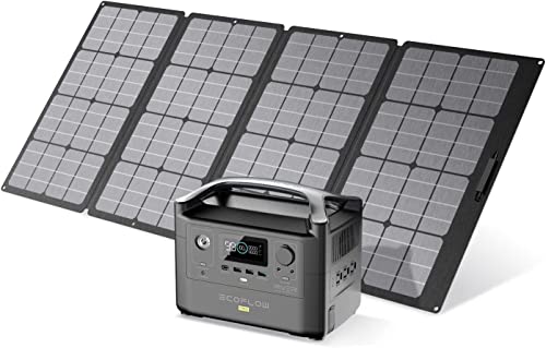 Image of EF ECOFLOW RIVER Pro Solar Generator 720Wh with 110W Solar Panel, Portable Power Station Power Multiple Devices, Recharge 0-80% Within 1 Hour, for Camping, Outdoors, Emergency