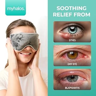 MyHalos® Microwave Activated Moist Heat Eye Compress for Dry Eyes and Stye Treatment - Heated Eye Mask for Dry Eyes -Our Dry Eye Therapy Mask Relives Blepharitis & Pink Eye -Warm Compress for Eyes