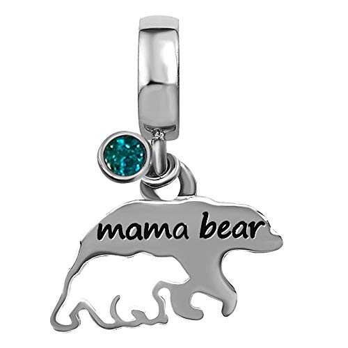 JMQJewelry Mama Bear Mother Mom Love Birthday Birthstone December Beads Charms for Bracelets Women Thanksgiving Mother Grandma Daughter Day