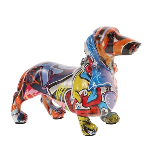Cabilock Bunte Dachshund Statue Aus Kreative Dekofigur Für Zuhause Büro Und Auto Modernes Detailreiches Design Mit Liebevollem Ausdruck Geschenkidee Für Hundefreunde Und Sammler