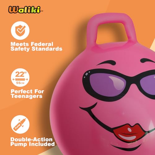 image for WALIKI Hippity Hop Ball for Teens | 22-Inch Pink Hopper | Jumping & Ho