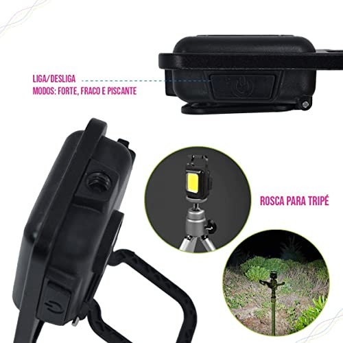 Mini Lanterna Multifuncional Cob, 4 modos de luzes Carregamento USB Lanterna Magnética à prova D'Ág