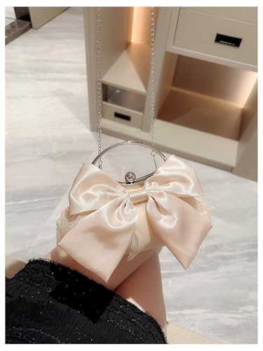 Image of Verdusa Women's Bowknot Evening Bag Ruched Clutch Purse Party Handbag with Chain Strap
