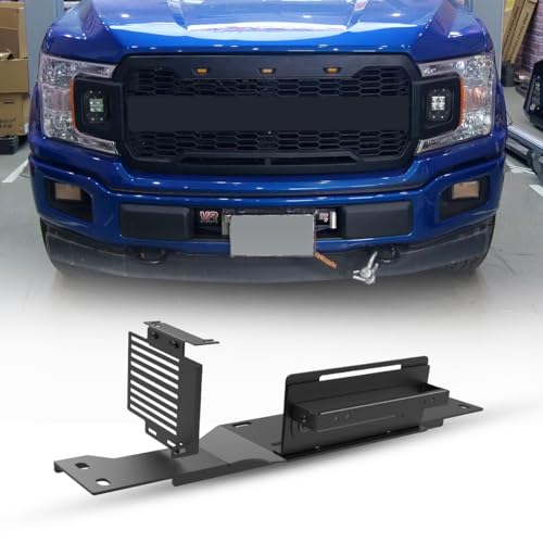 Winch Mounting Bracket Plate for 2015-2023 Ford F150 (Excl. Raptor), Universal Compatibility, Bolt-On, No Cutting, Fits EcoBoost, 12,500 lbs Winch Capacity, Winch Control Relocation Kit Included