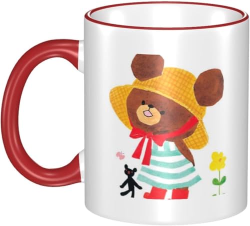 男女贈り物くまのがっこう9 耐熱カップ セラミック ティーカップ 陶器 マグ マグカップ コーヒーカップ かわいい セラミック おしゃれコップ かわいい 景品 マグ 贈答品 Red
