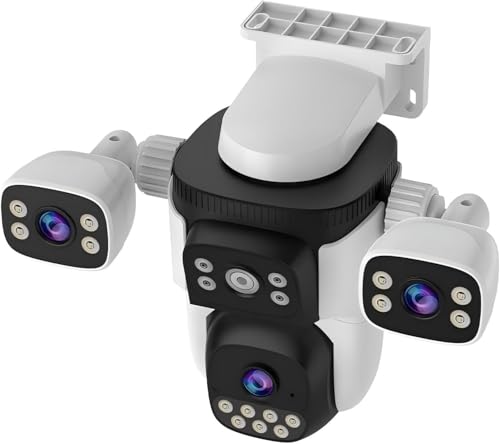 6MP Triple-Len Outdoor PTZ Security Camera, 360° Panoramic, Auto-Tracking, Full-Color