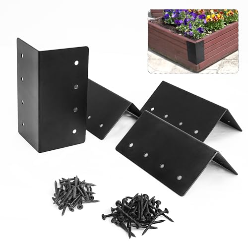 UCandy 4 Pack Raised Garden Bed Corner Brackets 3x 3 x 6 Metal Corner Brackets for 9-12 Garden Bed with Screws for Wood Frame Flower or Vegetable Planter Garden