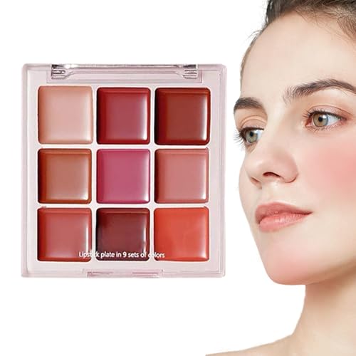 Ihdjasg Paleta De Labios Para Mujer - Maquillaje Gloss Labial 9 Colores | Hidratante No Pegajoso Resistente al Agua Duradero para Chicas Ocasiones Especiales Fiestas Maquillaje Efecto