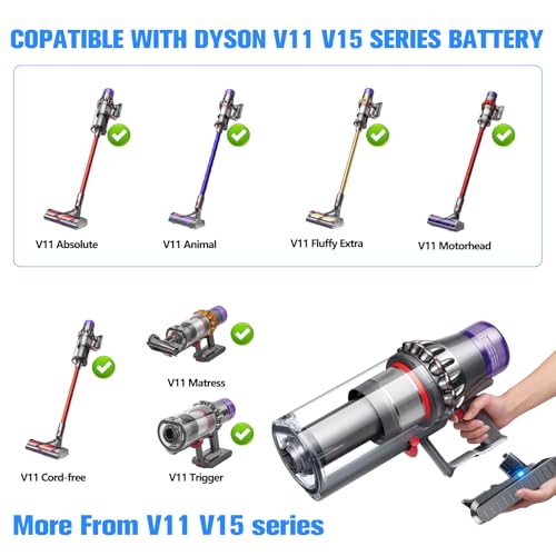 Image of Upgraded 10.0Ah 25.2V Replacement for Dyson V11 V15 Battery【Click-in Version】 Compatible with Dyson V11 Outsize Animal Torque Drive 970425-01 970938-01 V15 Detect SV15 SV16 SV17 Vacuum Cleaner