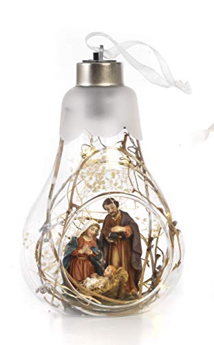 Presepe natività in Resina Dentro Lampadina Vetro Illuminato con Luce a LED by Paben