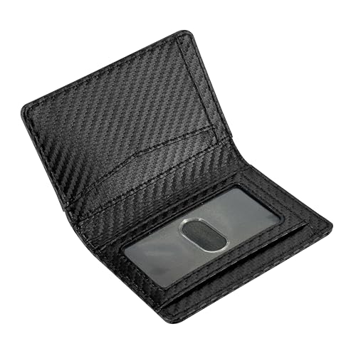 RFID Blocking Slim Wallet for Men | Thin Bifold Credit Card Holder Wallet | Mens Wallet Slim Business Card Case | Minimalist Front Pocket wallet with Gift Box (Premium Carbon Fiber Leather)