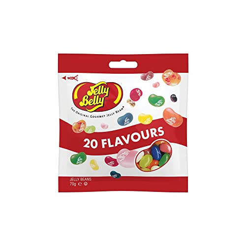 Jelly Belly Beans, grajeas con 20 sabores surtidos, Caramelos masticables en forma de judías   bolsa de 70 gramos